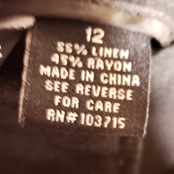 Larry Levine Womens Black Linen Blend Wide Leg Capri Pants 12 - Picture 9 of 10